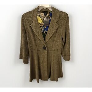 Eva Varro NWT 3/4 Sleeve Empire One Button Lined Jacket In Olive